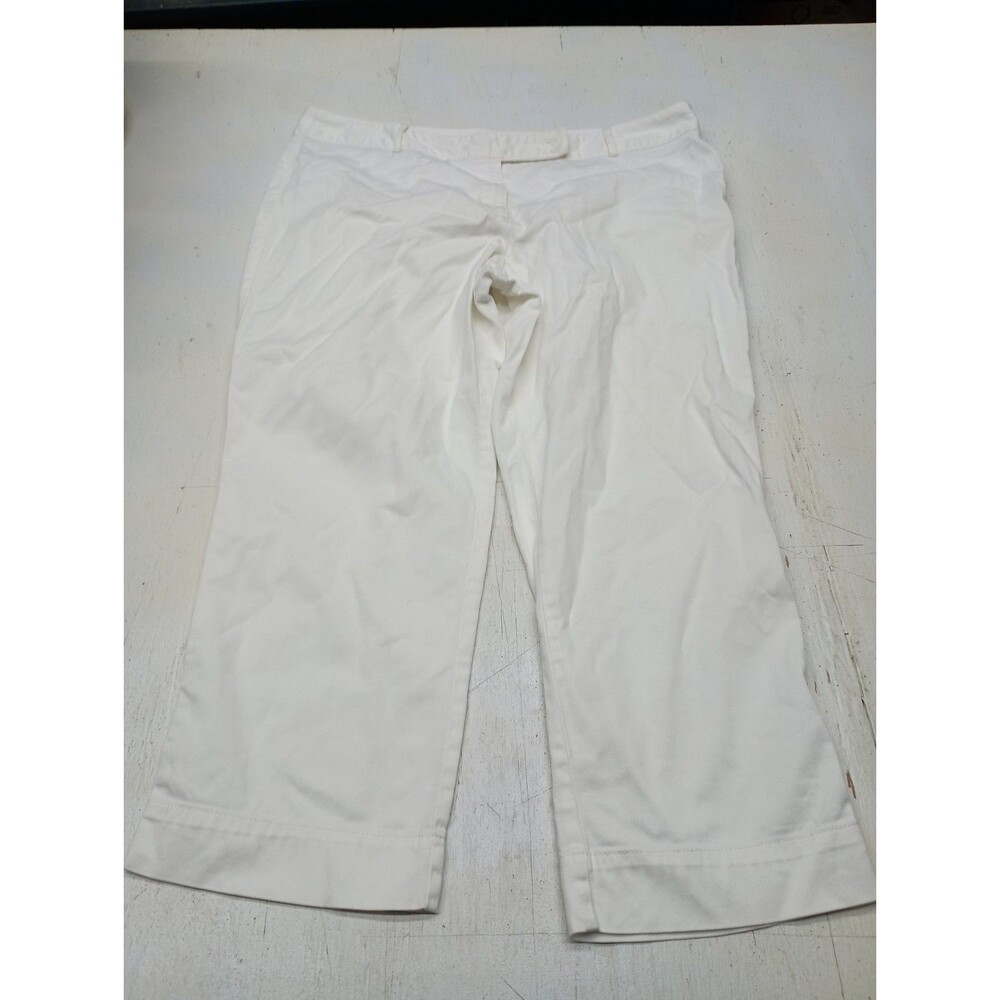 Ann Taylor LOFT White Signature Cotton Blend Cropped Pants Lagenlook Size 16